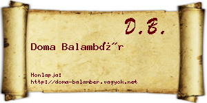Doma Balambér névjegykártya